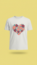 Cotton Tee With Rose Heart Print